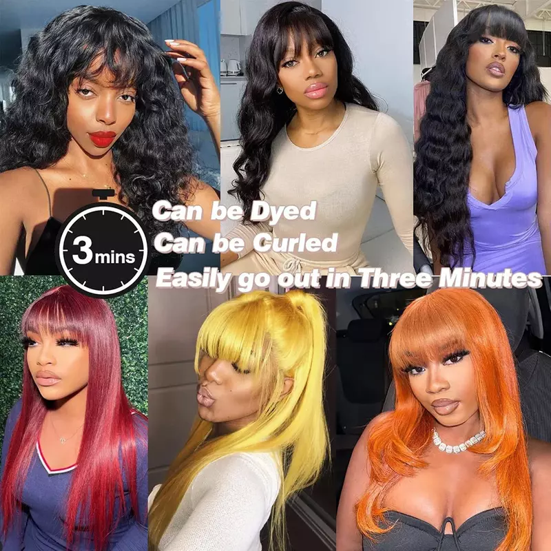 100% Human Hair 3X1 Middle Part Lace Wig Straight Human Hair Wig Glueless Wig Human Hair Ready To Wear Human Hair Wig With Bangs