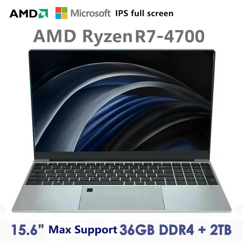 Computador portátil para jogos, Desbloqueio de impressão digital, AMD R7 4700U, 32GB DDR4, 512GB SSD, 5G WiFi, 4,1 GHz, 8 Núcleos, 8 Threads, Windows 11