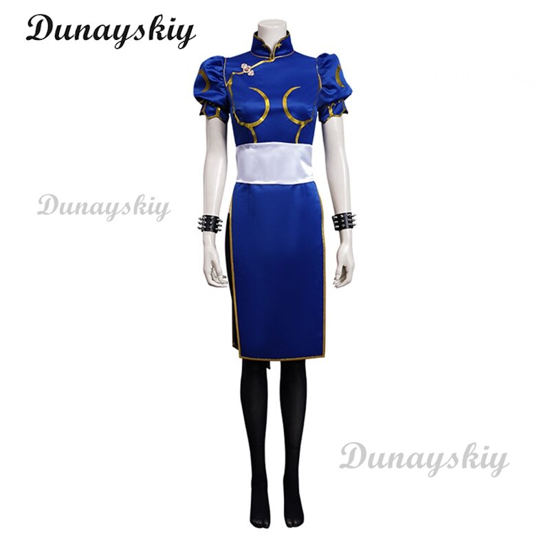 Chun-Li Cosplay Costumes pour femmes, Cheongsam, uniforme féminin, jeu Street Fighter, robe ply Play, Halloween, carnaval trempé