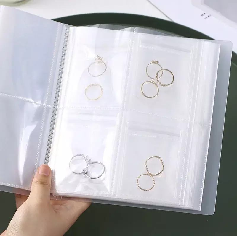 INS Anti-oxidation Jewelry Storage Albums Desktop Drawer Organizer Transparent Necklace Bracelet Ring Book Holder Jewelry Bag