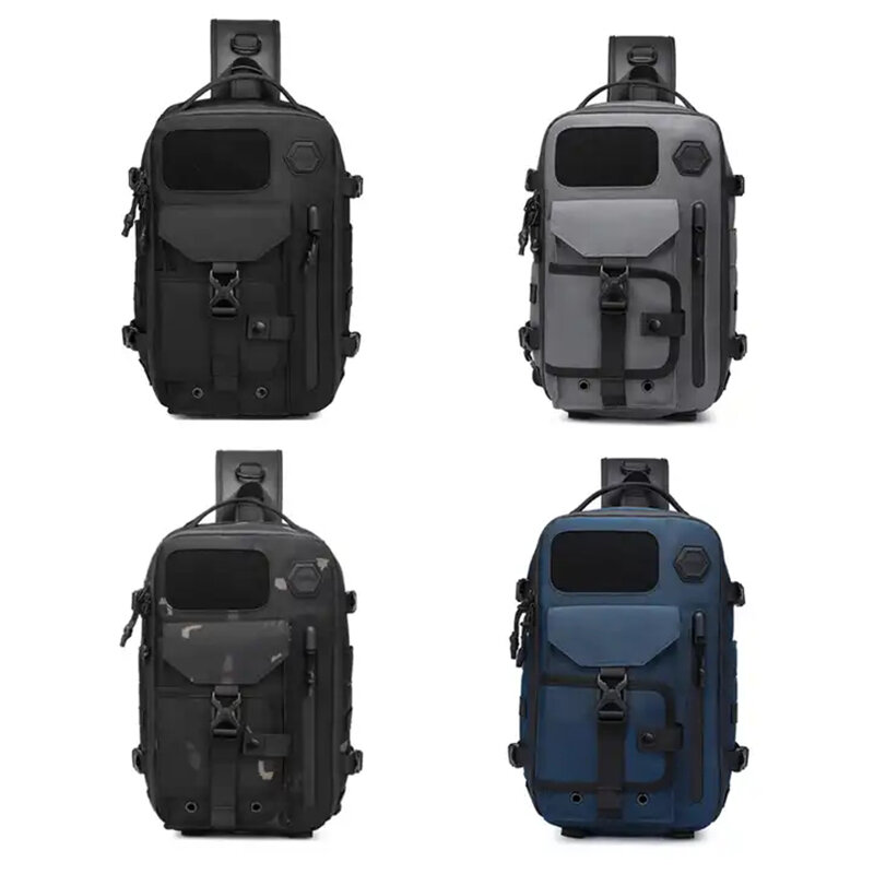 OZUKO Men's Tactical Chest Bag Sports Waterproof Crossbody Bag Men's Outdoor Travel Multi-men's Fashion Brand Function Bag