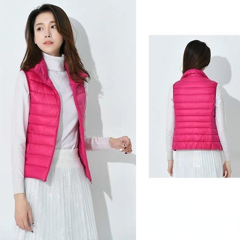 여성용 라이트 다운 재킷, 용수철 가을 겨울 캐주얼 단색 조끼, 인사이드 아웃 언더웨이스트, 캐주얼 패션, 2023 신상