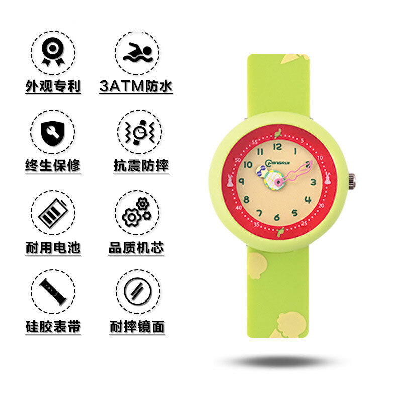 New Cartoon Children's Hand Soft Silicone Waterproof Quartz Sports Boys and Girls Colorful Digital Watch Christmas Gift