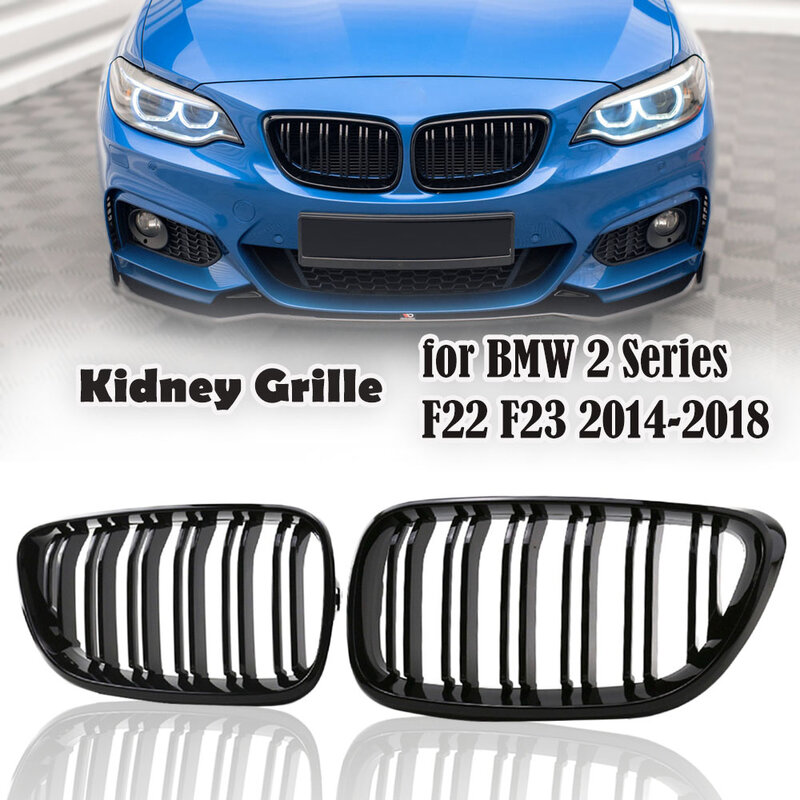 ABS Front Replacement Kidney Grill Double-slat Grills Racing Grilles For BMW 2 Series F22 F23 220i 228i 230i M235i F87 M2 14-18