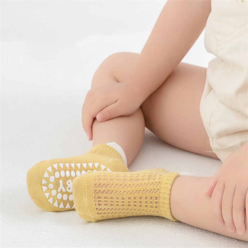 Lawadka 4Pairs Summer Baby Boy Girl Sock Mesh Thin Newborn Socks For Girls Boys Casual Toddler Short Floor Home Sock Anti-slip
