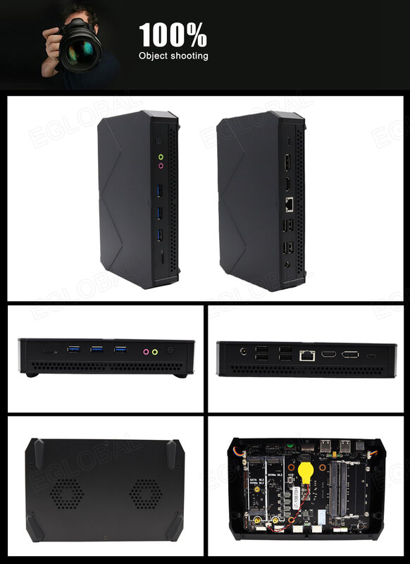 EGLOBAL-Mini PC Gaming Desktop Computer, Wifi6, Tipo-C, 64G, DDR5, 2TB, NVMe, Windows 11Pro, AMD Ryzen 7 7840HS, Ultral7