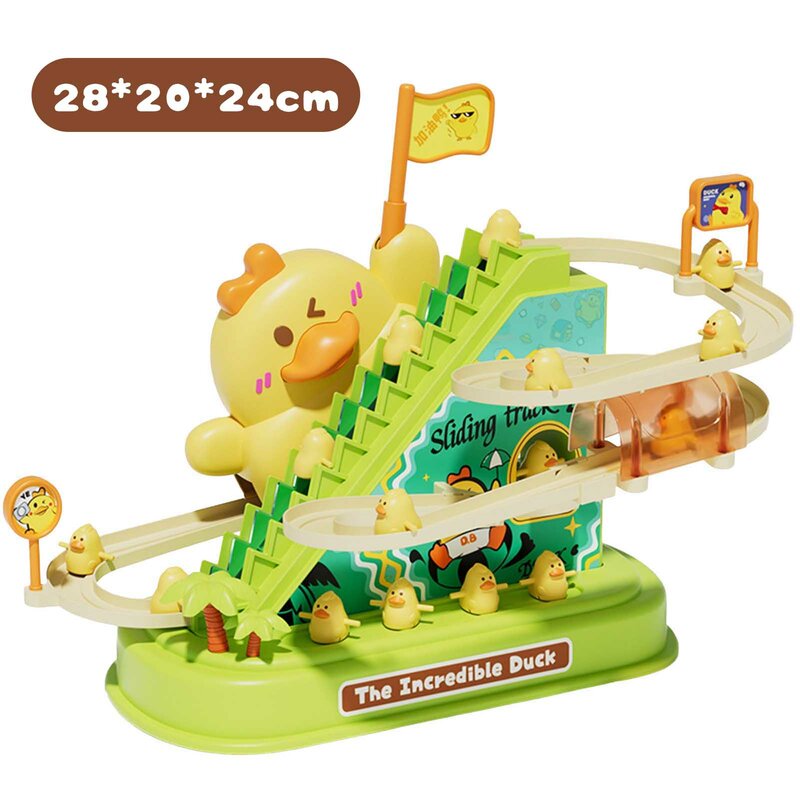 Tobogán eléctrico de pato amarillo, juguete creativo de aprendizaje temprano, regalo para niños pequeños de 1, 2 y 3 años
