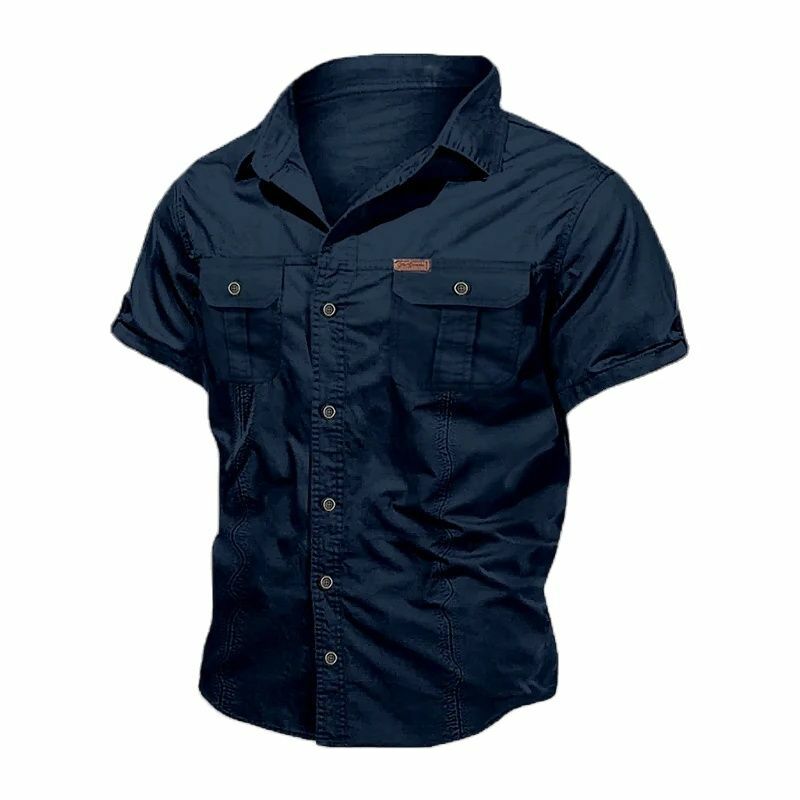 Neue Herren Militär hemd Männer Kurzarm Cargo-Shirts 100% Baumwolle lässig festes Hemd männliche Tasche Arbeits hemd taktisches Hemd