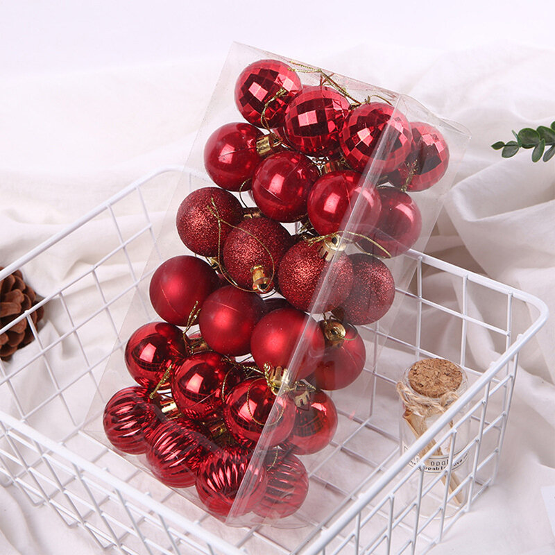 Bola de árbol de Navidad de 36 piezas, adornos artesanales galvanizados, colgante de 4cm para decoración del hogar, Festival