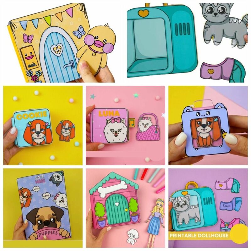 Mini Cookie Dog Sticker Games Quiet Book Handmade Diy Toys Bixiong Home Little Yellow Duck Luna Dog DIY Kids Children Toys