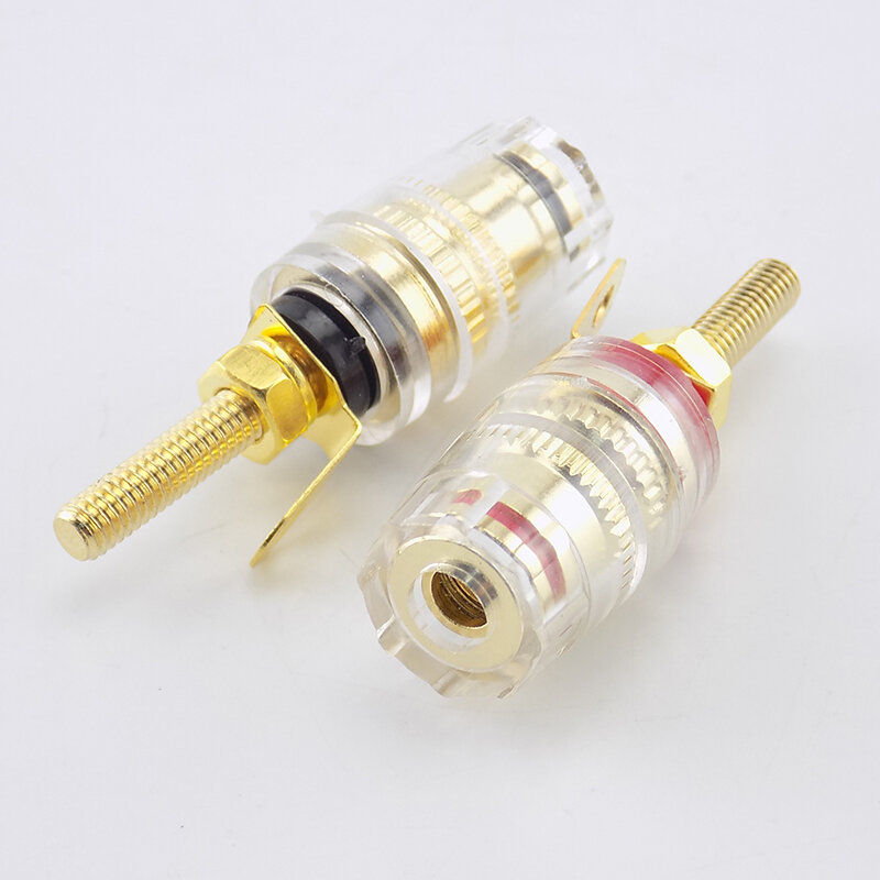 2pcs 4mm Banana Plug Amplifier Speaker Binding Posts Oxidation Resistance Brass Terminal Transparent Gold Plated Audio Connector