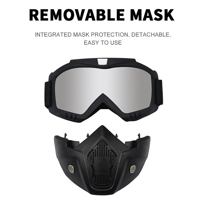 Máscara de esquí y Snowboard para hombre y mujer, gafas protectoras a prueba de viento para Motocross, gafas de seguridad con filtro bucal