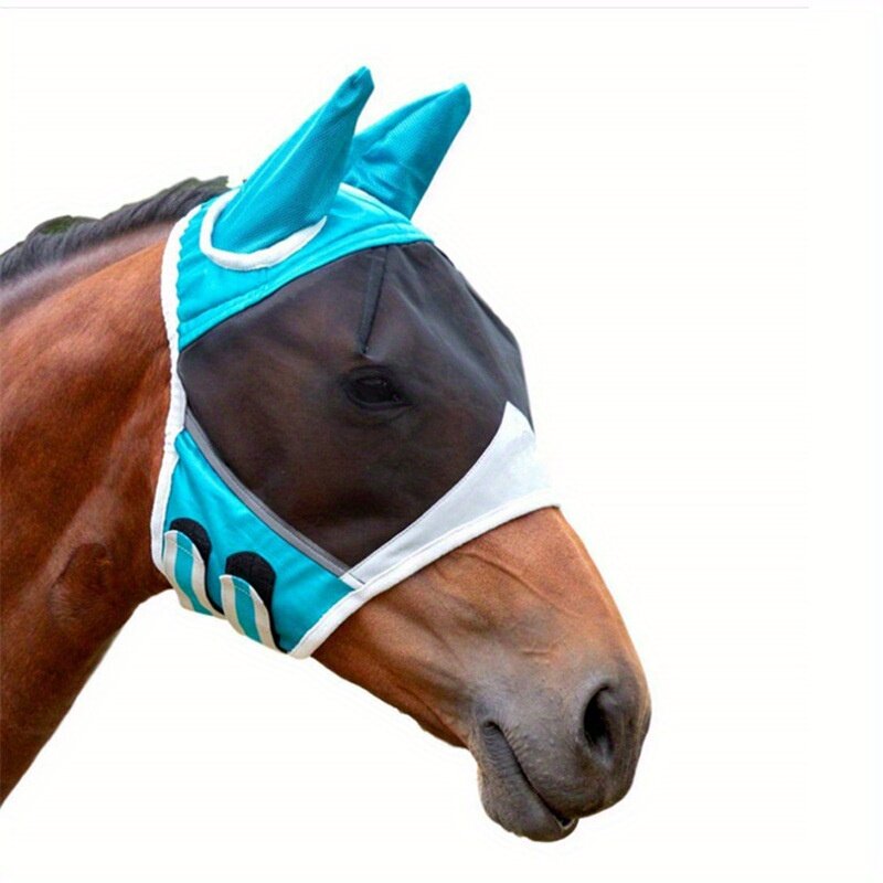 Masque cheval d'extérieur en maille respirante, avec poignées et oreilles détachables