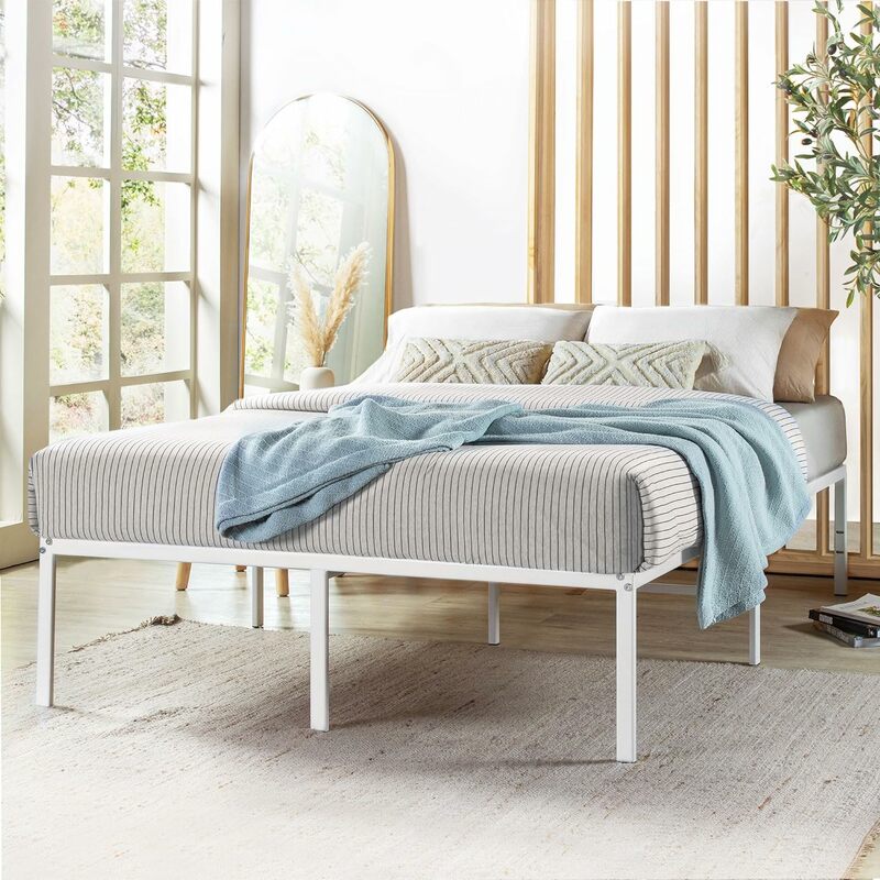 Miglior prezzo materasso struttura del letto con piattaforma in metallo da 18 pollici, doghe in acciaio per impieghi gravosi, bianco, pieno