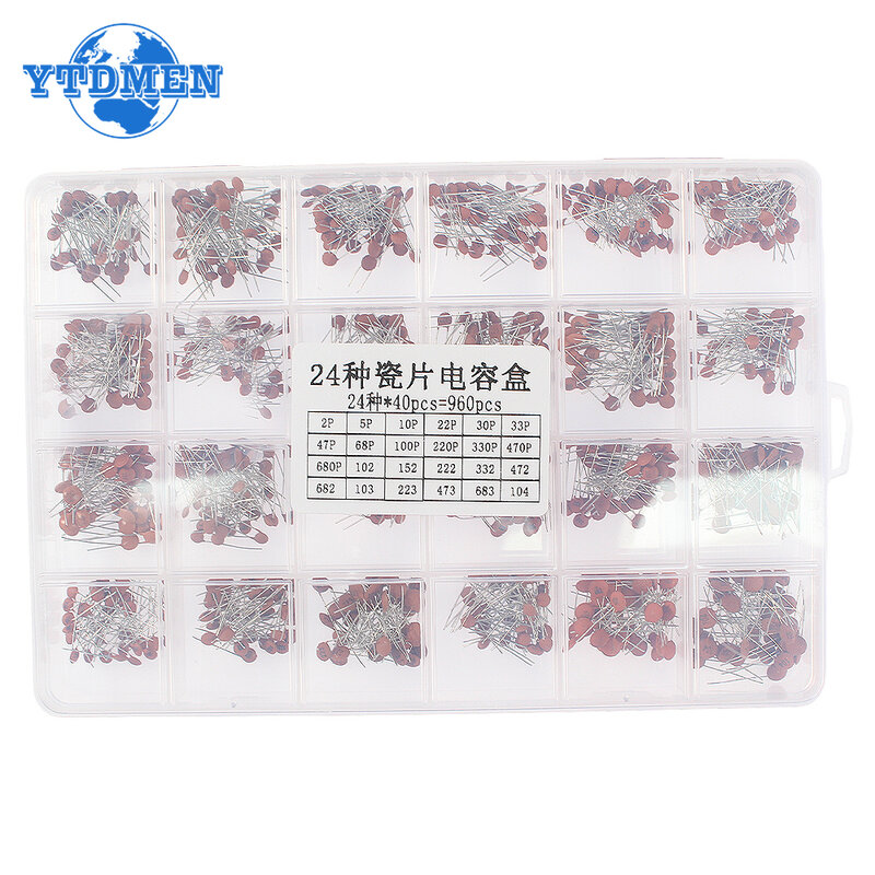 300pcs/960pcs Ceramic Capacitor Set 2pF-0.1uF Electronic Components Capacitor Assorted Kit Samples DIY