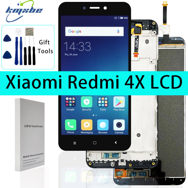 Display Touch Screen Digitizer Assembly Com Frame, LCD Peças De Reposição, 5.0 ", Alta Qualidade, Fit para Xiaomi Redmi 4X