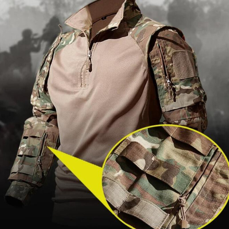 Новый тактический охотничий костюм, яркий дышащий Камуфляжный водонепроницаемый Быстросохнущий ветрозащитный боевой комплект из двух предметов