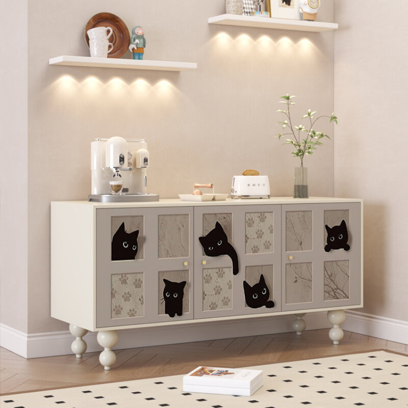 Cat Home Entrance Pure Solid Wood Living Room and Kitchen Storage Sideboard