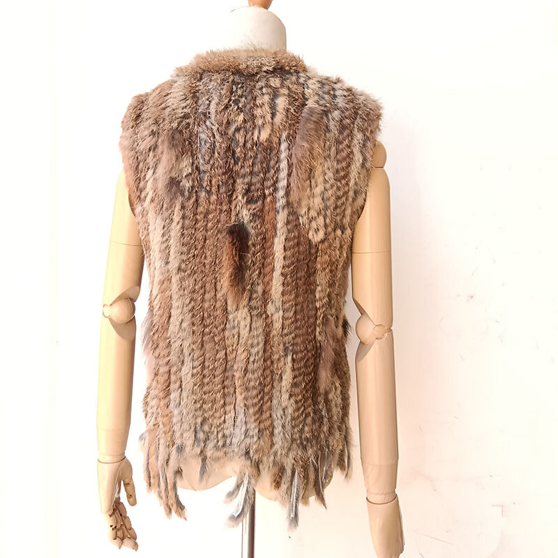 Chaleco de piel de conejo Real para mujer, abrigo de piel auténtica sin mangas, chaleco de piel Natural de invierno, recién llegado
