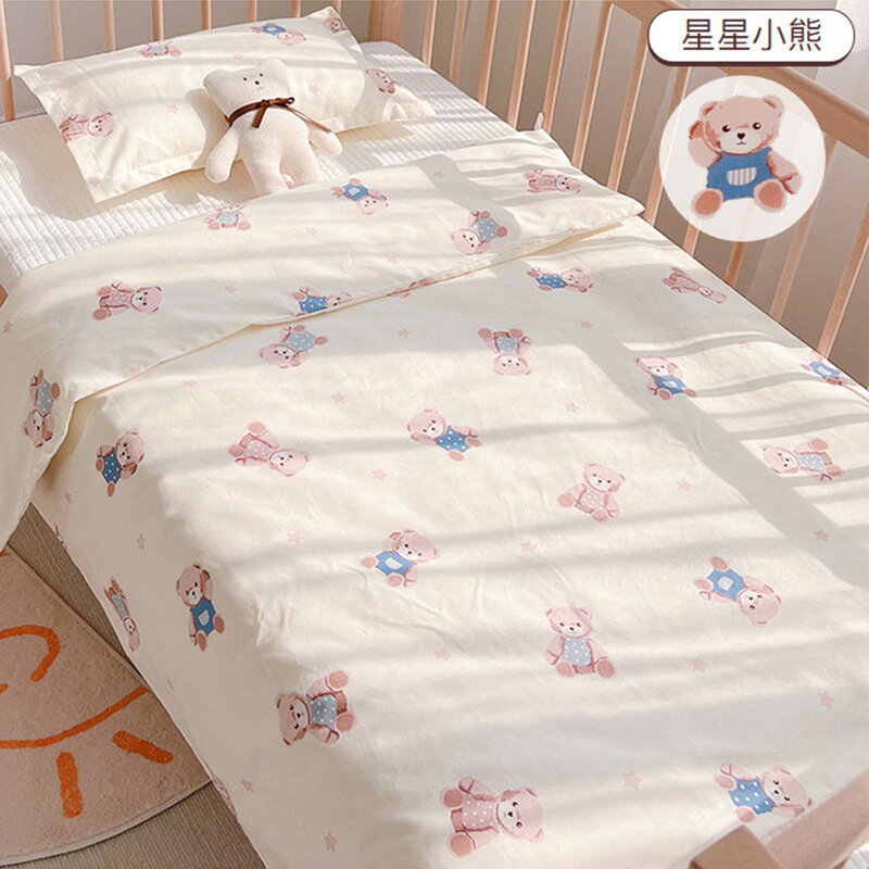 INS stylowe Cute Cartoon newboret łóżeczko dla dziecka pokrowiec na kołdry niemowlęta maluchy kołdra bawełniana pokrowiec na kołdry zestaw pościeli dla dzieci