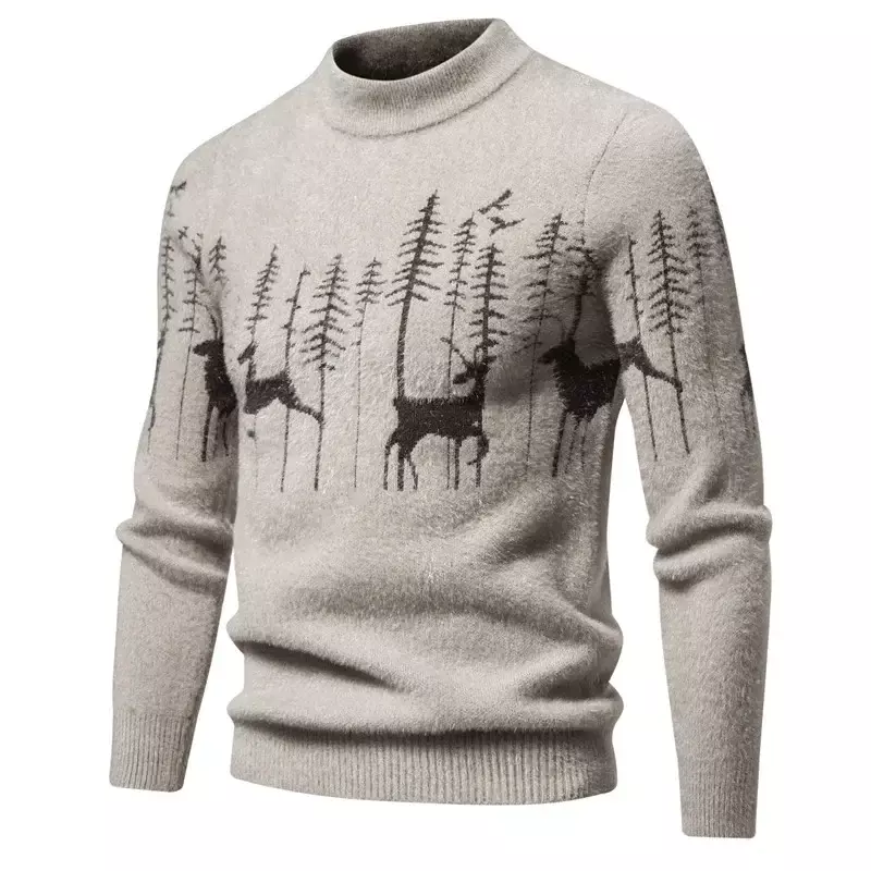 남성용 모조 밍크 스웨터, 부드럽고 편안한 패션, 따뜻한 니트 스웨터, 신상