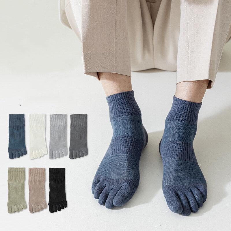 Calcetines de algodón orgánico para hombre, medias de cinco dedos, transpirables, para Yoga, Pilates, Fitness, Harajuku, Primavera