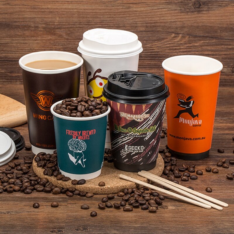 Customized productLOKYO 8OZ 12OZ 16OZ Disposable Double Wall paper cup Takeout Coffee Cup With Lids