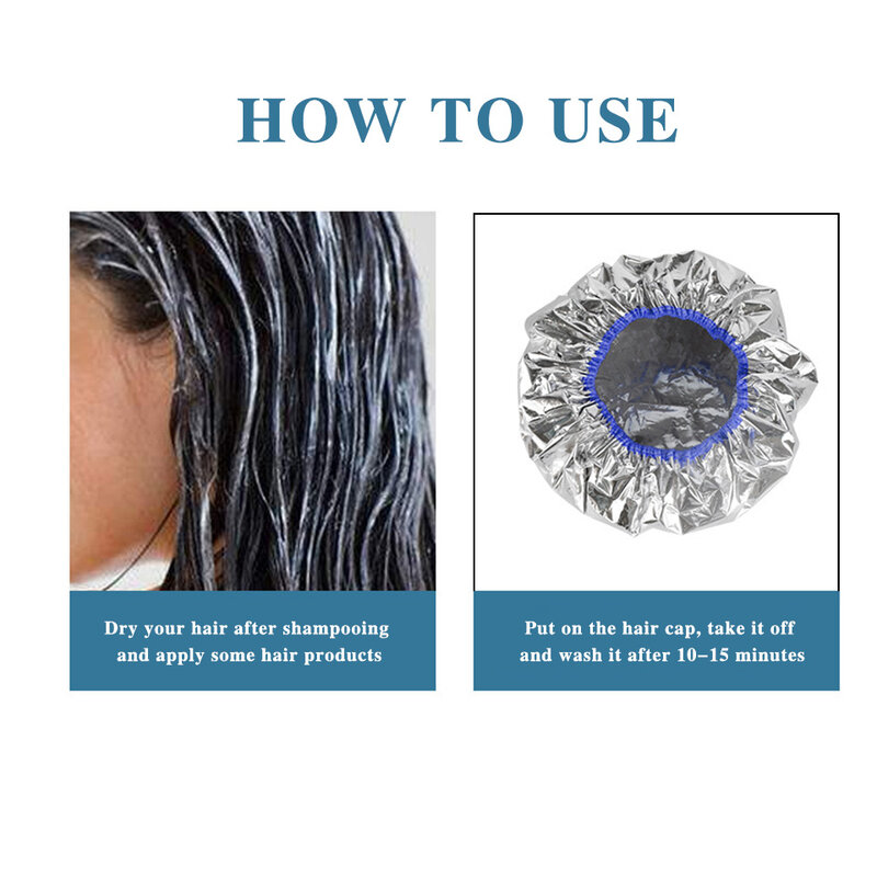 Gorro de procesamiento reutilizable para acondicionamiento profundo del cabello, gorro para colorear el cabello, papel de aluminio, tapa termostática de papel de estaño