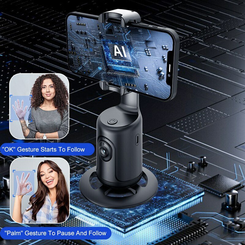 Gimbals inteligentes para telefone ao vivo, mini selfie vara, rastreamento automático, tiro, rotação de 360 graus, siga inteligente, ai, novo