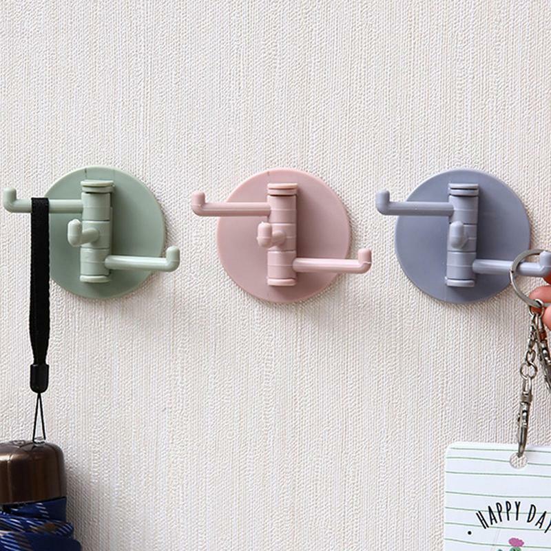 Rotating Wall Hooks 3-Branch Heavy Duty Cabinet Hooks For Hanging All-purpose Kitchen Bathroom Bedroom Shelf Organizers 