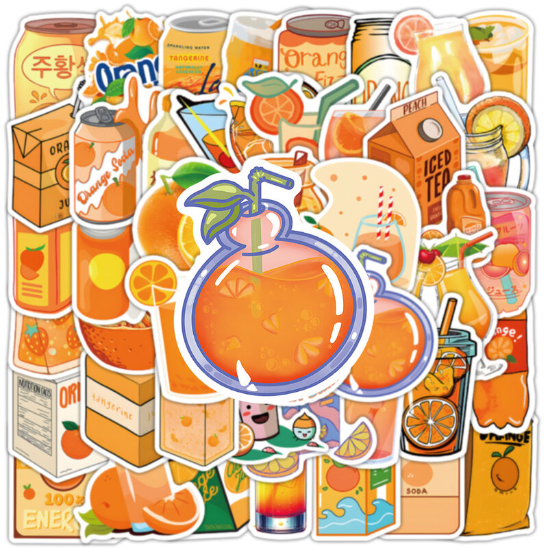 10/30/53pcs Cartoon Orange Juice Drink Stickers Decoration Kawaii Graffiti Sticker Phone Diary Refrigerator Cute Cartoon Decals
