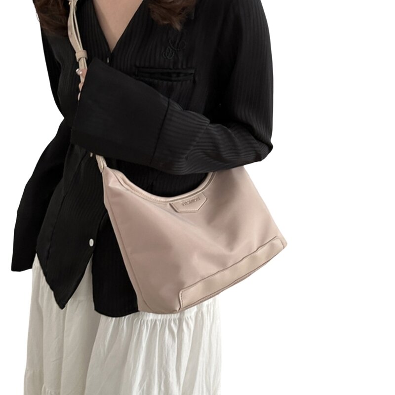 Damenmode, solide Nylon-Unterarmtasche, lässig, tragbar, Schulter-Crossbody-Tasche