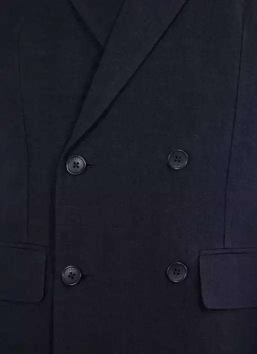 Traje de lino de doble botonadura para hombre, Blazers ajustados informales, conjunto de 2 piezas personalizado, alta calidad, azul oscuro, Verano