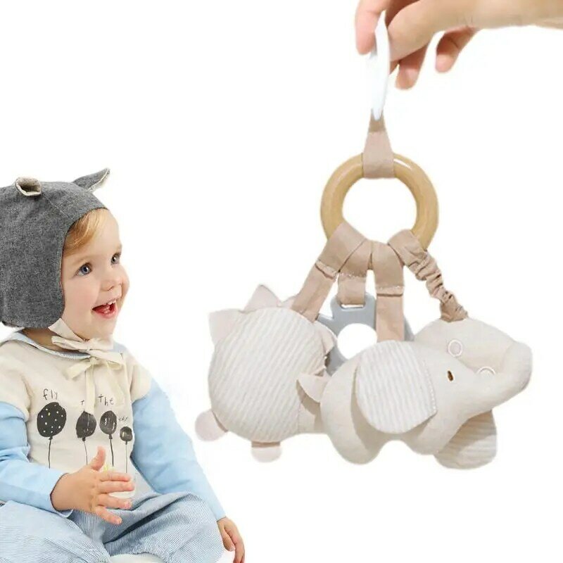 Mainan bel tempat tidur bayi lembut, mainan aktivitas mewah katun organik untuk anak-anak dapat dicuci dengan mesin untuk aktivitas kereta bayi