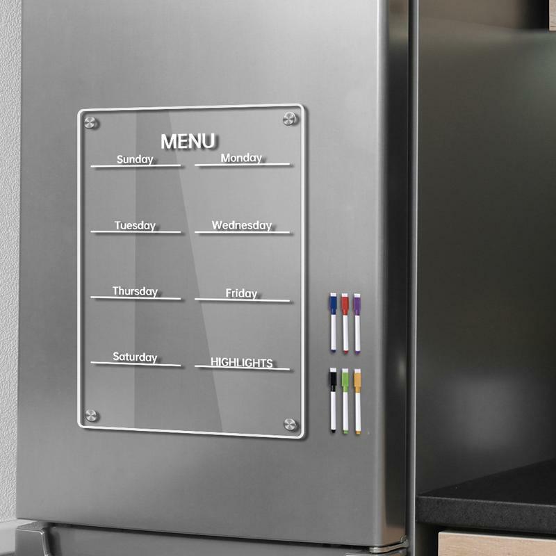 Доска для заметок для холодильника, многоразовые магнитные планки для планирования, прочная прозрачная белая акриловая доска для заметок