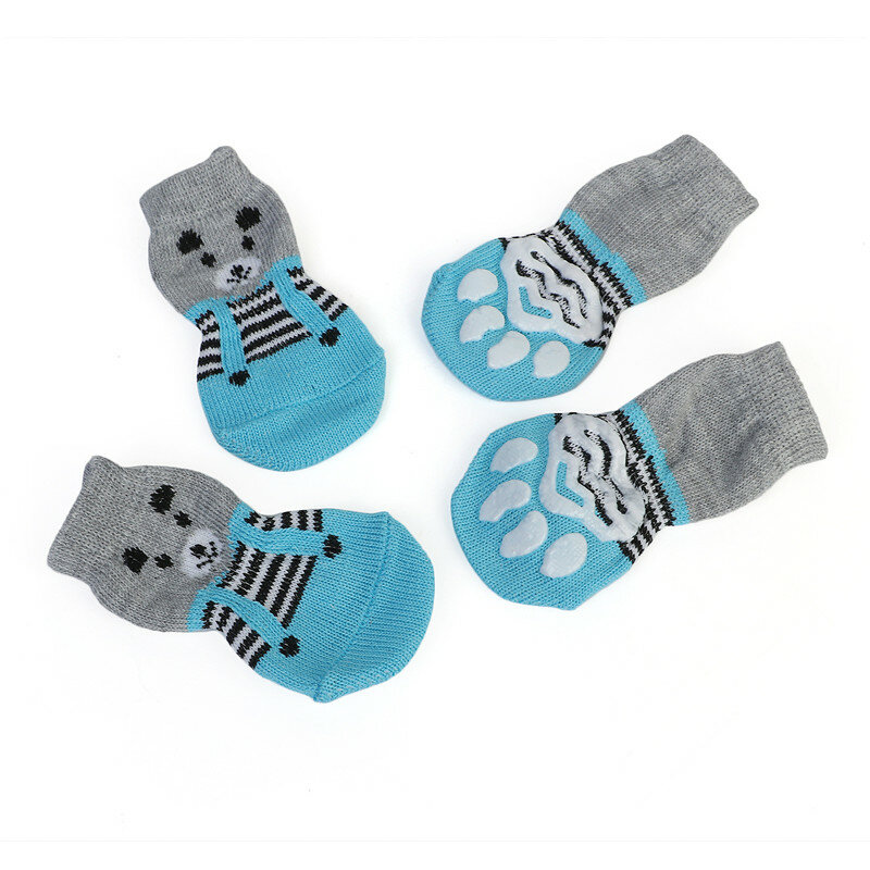 Hot Sale Soft Pet Knits Socks Warm Puppy Dog Shoes Cute Cartoon Anti Slip Skid Socks for Small Dogs Wear Slip On Paw Protector