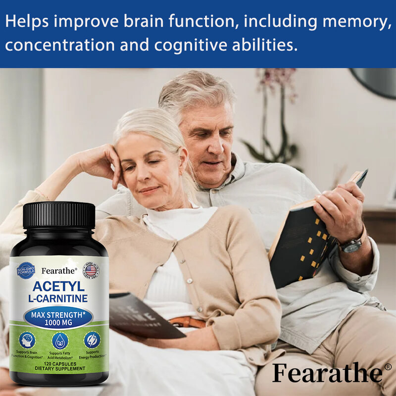 Ацетил-L-карнитин 1000 мг Максимальная прочность-поддерживает чистоту энергии, функцию головного мозга и метаболизм жирных кислот