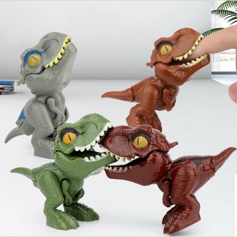 Mainan Figur Aksi Anime Dinosaurus Jari Mainan Gigit Interaktif Telur Dino Lucu Mainan Fidget Model Tyrannosaurus Rumit