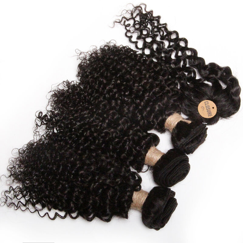 Пучки человеческих волос Ombre с застежкой бразильские кудрявые пучки с застежкой 3 + 1 кудрявые пучки волос и круглая застежка