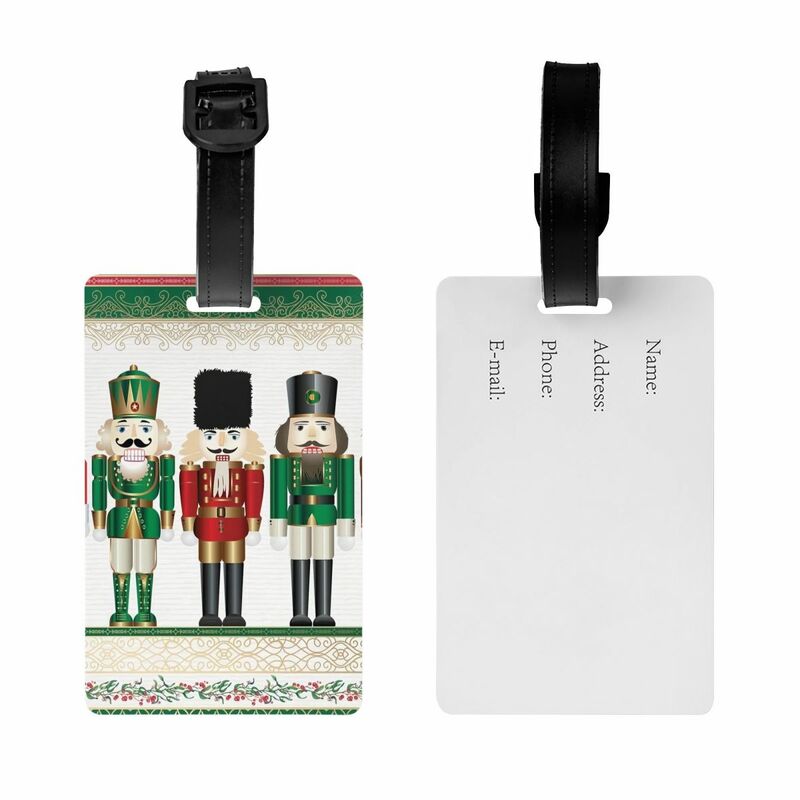 Tag bagasi pemecah kacang Selamat Natal untuk koper kartu ID nama penutup privasi tag hadiah bagasi boneka tentara pemecah kacang lucu