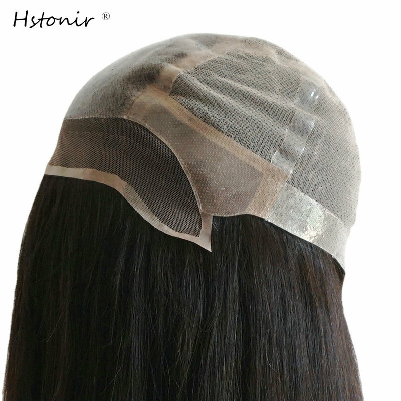 Hstonir Human Hair Silk Top European Remy Hair Wig Medical Wig European Hair Platinum Blonde Hair  Lace Wig Natural Silicon G038