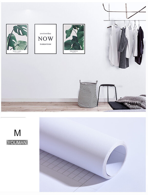 Wallpaper Berperekat Kertas Perekat Putih Vinil Dekoratif untuk Ruang Keluarga Dekorasi Dinding Lemari Dapur PVC