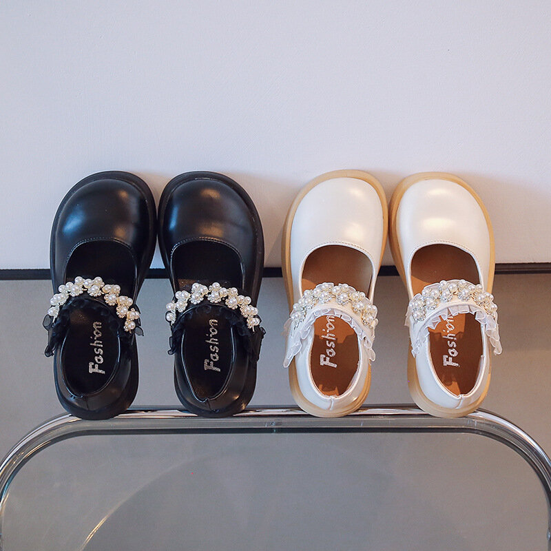 Sepatu kulit putri mutiara anak perempuan, sepatu pertunjukan dansa siswa Sol empuk modis musim gugur 2023