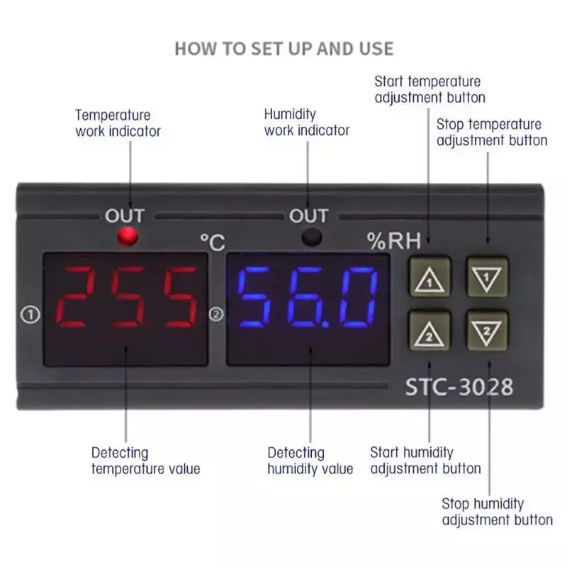 Termostato Digital, termómetro, higrómetro, controlador de temperatura y humedad, regulador para refrigeración de 110V-220V