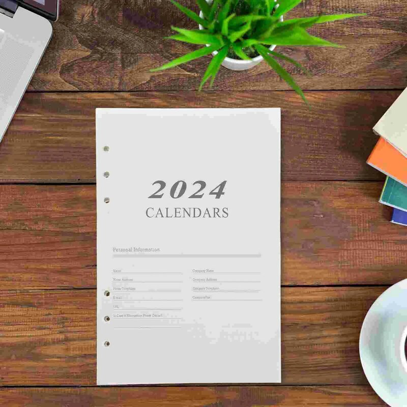 Wygodny planista akademicki 2024 angielski program książki strona wewnętrzna notebooka A5 codziennego użytku