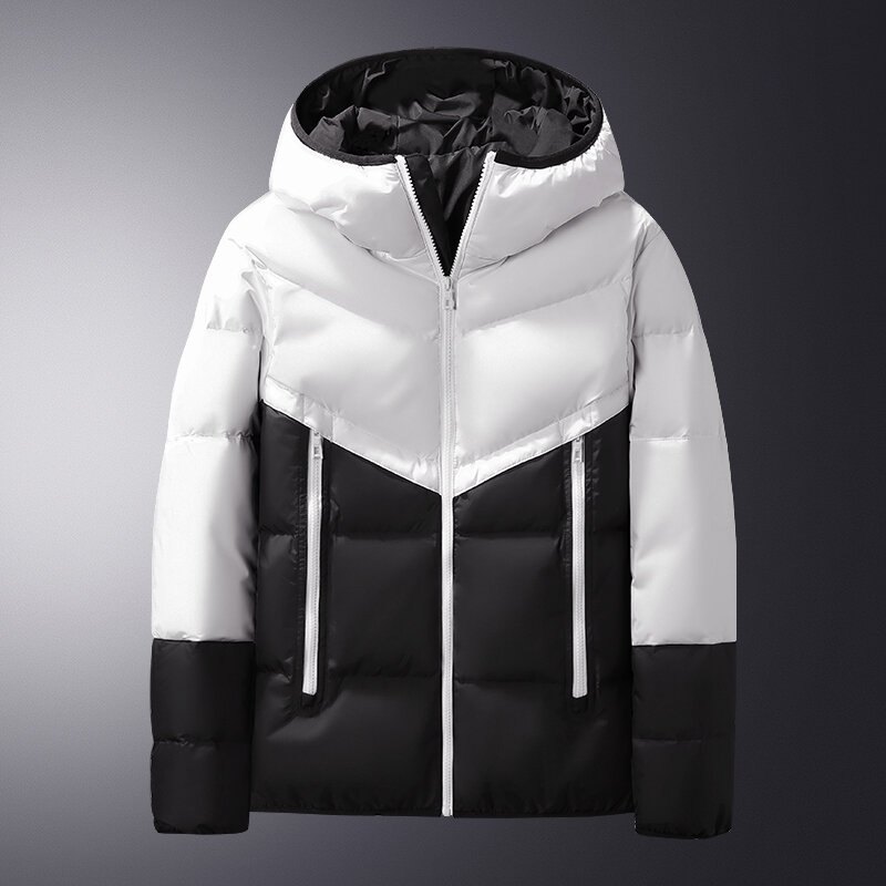 Męska kurtka puchowa 2022 nowa moda męska zimowa izolacja od zimna szara kaczka aksamitny płaszcz modny płaszcz