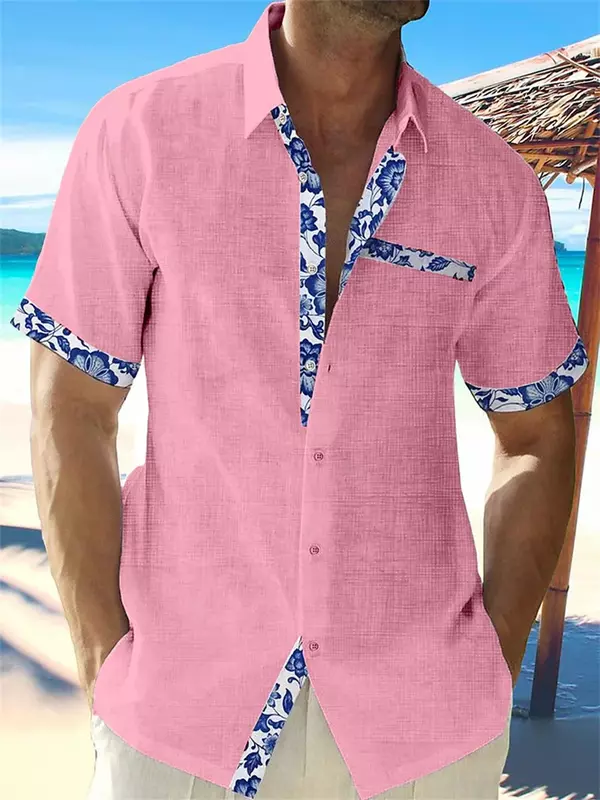 Koszulka Top koszula modna nowa letnia koszulka z krótkim rękawkiem guzik do klapy na co dzień impreza plenerowa wygodna miękka bawełniana materiał lniany