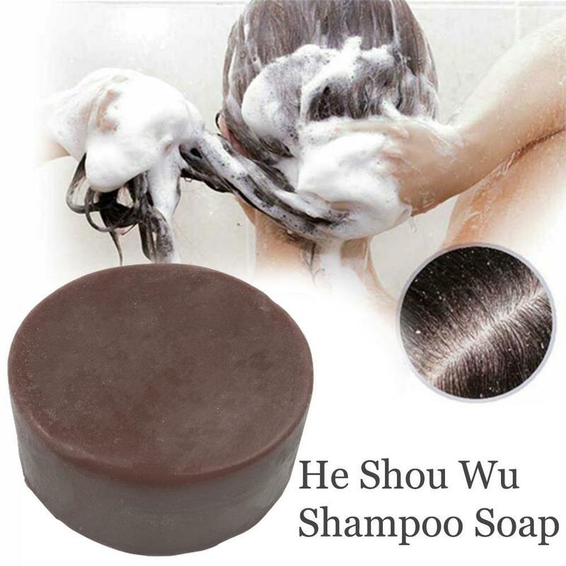 Polygonum Shampoo oscurante per capelli sapone Bar riparazione essenza grigia capelli Wu He bianco nero Shampoo Shou sapone colore per sapone capelli L0M8