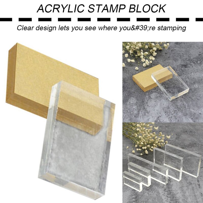 Bloque de sello acrílico transparente ligero, forma Rectangular, bricolaje, proceso de álbum de recortes, herramientas de bloque de sello de Color para tarjetas