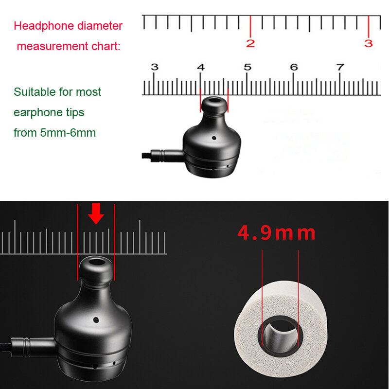 20 pairs t400 4.9mm (l m s) substituição memória espuma eartips almofadas de ouvido para in-ear 4.9-6.0mm fones de ouvido graves realçados tampões
